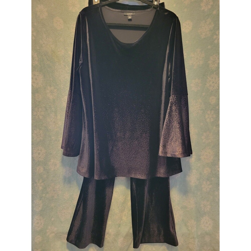 Alfani 2X Career Outfit Bundle Black Purple Pants Ombre Tunic Top Sparkle Bell